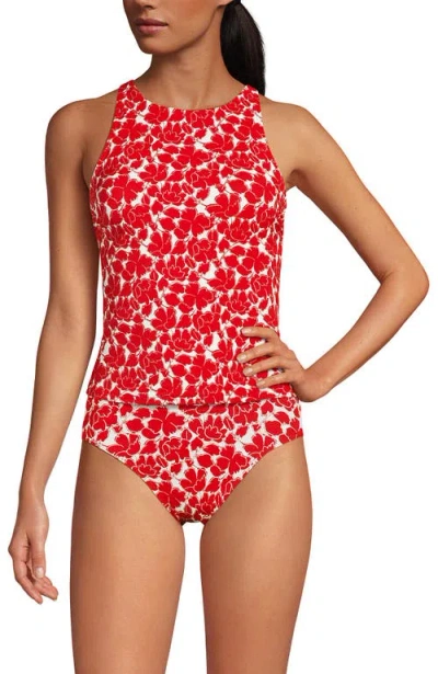 LANDS' END LANDS' END TUGLESS HIGH NECK STRAPPY BACK TANKINI SWIMSUIT TOP