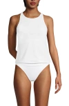 Lands' End Tugless High Neck Strappy Back Tankini Swimsuit Top In White