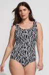 Lands' End Tugless Low Leg One Piece Swimsuit In Black