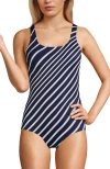 Lands' End Tugless One Piece Swimsuit In Blue
