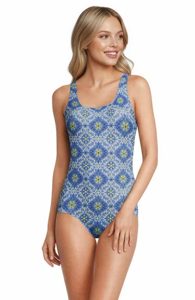 Lands' End Tugless One Piece Swimsuit In Blue