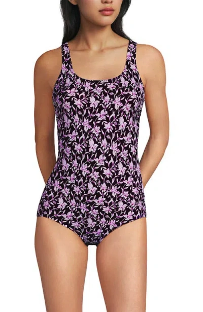 Lands' End Tugless One Piece Swimsuit In Multi