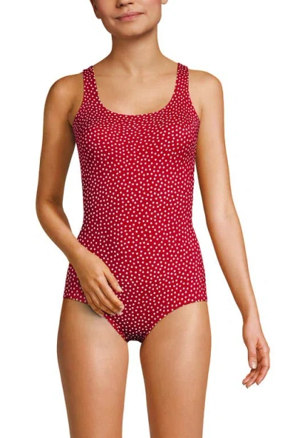 Lands' End Tugless One Piece Swimsuit In Red