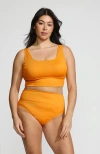 Lands' End Tugless Tankini Top And High Waisted Bottom Swimsuit Set In Sweet Mango Ottoman