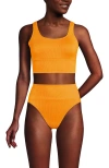Lands' End Tugless Tankini Top And High Waisted Bottom Swimsuit Set In Sweet Mango Ottoman
