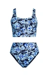 Lands' End Tugless Tankini Top And High Waisted Bottom Swimsuit Set