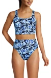 Lands' End Tugless Tankini Top And High Waisted Bottom Swimsuit Set