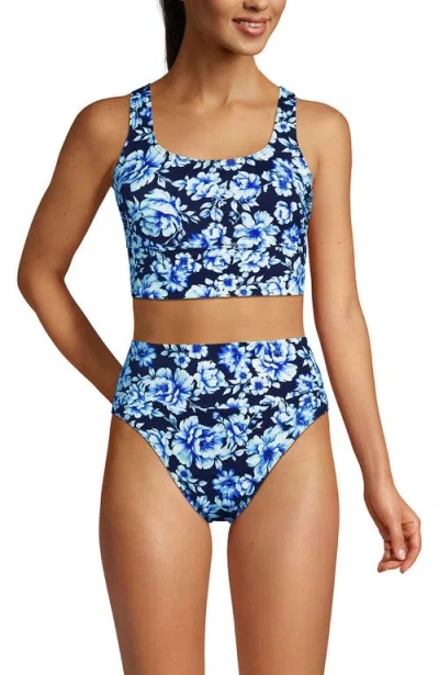 Lands' End Tugless Tankini Top And High Waisted Bottom Swimsuit Set
