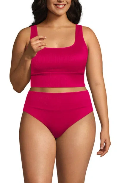 Lands' End Tugless Tankini Top And High Waisted Bottom Swimsuit Set