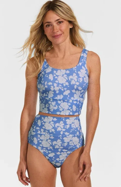 Lands' End Tugless Tankini Top And High Waisted Bottom Swimsuit Set In Blue