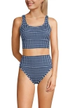 Lands' End Tugless Tankini Top And High Waisted Bottom Swimsuit Set In Blue