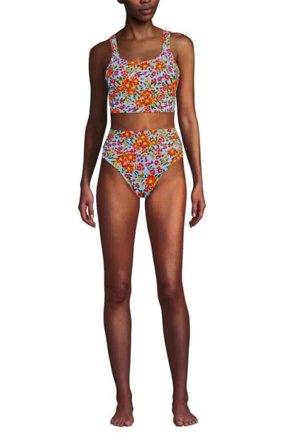 Lands' End Tugless Tankini Top And High Waisted Bottom Swimsuit Set In Multi