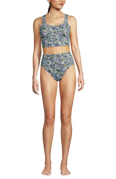 Lands' End Tugless Tankini Top And High Waisted Bottom Swimsuit Set In Multi
