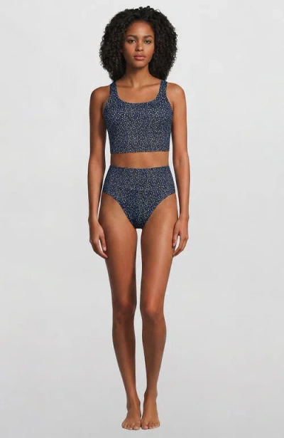 Lands' End Tugless Tankini Top And High Waisted Bottom Swimsuit Set In Multi