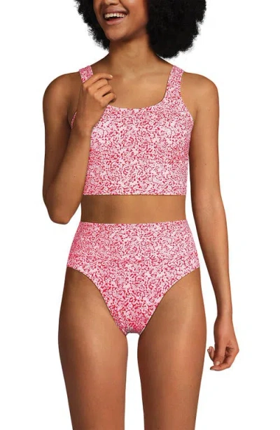 Lands' End Tugless Tankini Top And High Waisted Bottom Swimsuit Set In Pink