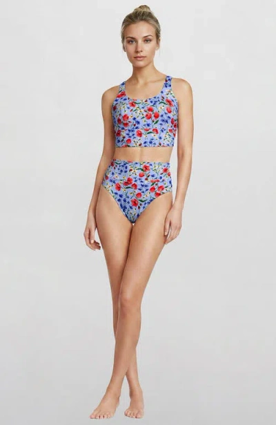 Lands' End Tugless Tankini Top And High Waisted Bottom Swimsuit Set In Multi