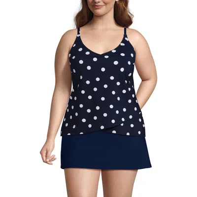 Lands' End Tulip Hem Tankini Top In Blue