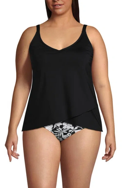 Lands' End Tulip Hem Tankini Top In Black