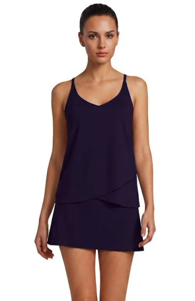 Lands' End Tulip Hem Tankini Top In Blackberry