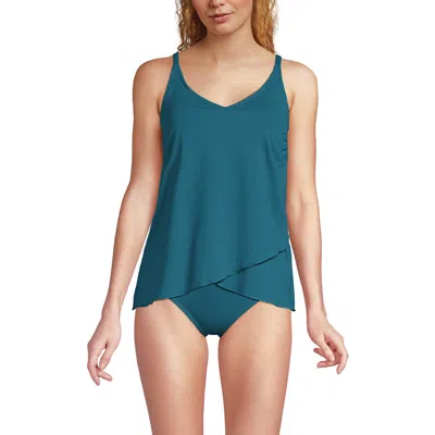 Lands' End Tulip Hem Tankini Top In Blue