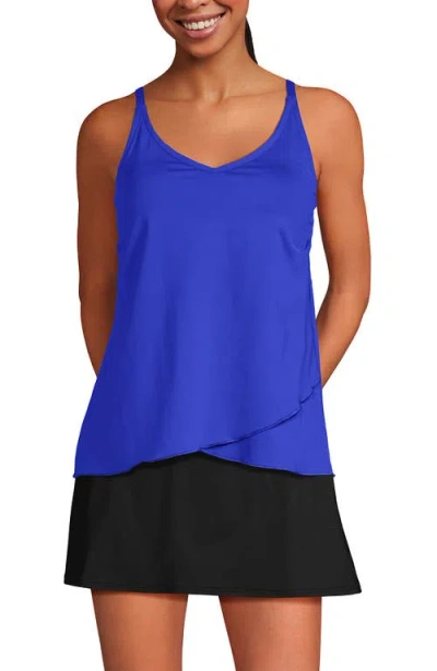 Lands' End Tulip Hem Tankini Top In Blue