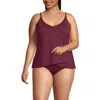 Lands' End Tulip Hem Tankini Top In Burgundy
