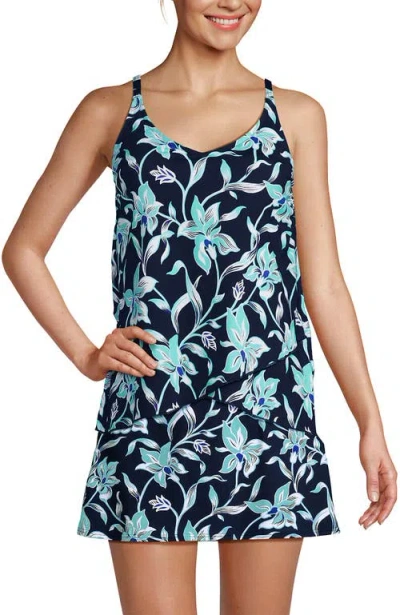 Lands' End Tulip Hem Tankini Top In Multi