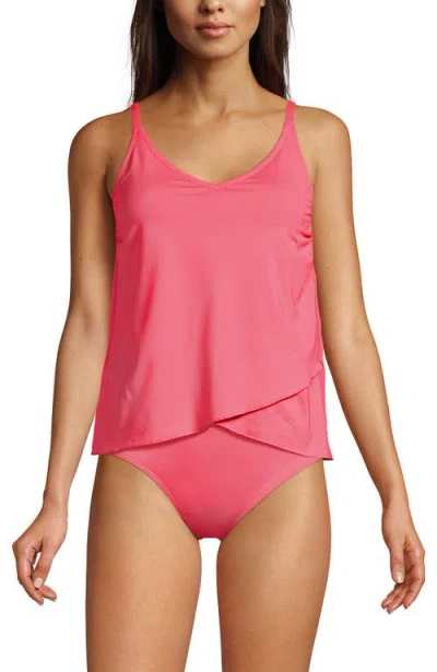 Lands' End Tulip Hem Tankini Top In Red