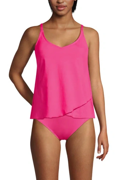 Lands' End Tulip Hem Tankini Top In Pink