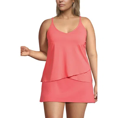 Lands' End Tulip Hem Tankini Top In Pink