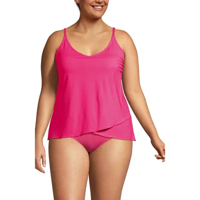 Lands' End Tulip Hem Tankini Top In Pink