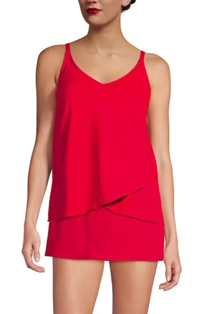 Lands' End Tulip Hem Tankini Top In Red