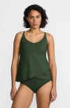 Lands' End Plus Size Dd-cup Chlorine Resistant V-neck Tulip Hem Tankini Swimsuit Top In Rich Olive Green