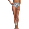Lands' End Plus Size Tummy Control High Waisted Bikini Swim Bottoms In Black Havana Floral