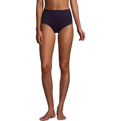 Lands' End Tummy Control High Waisted Bikini Bottoms In Blackberry