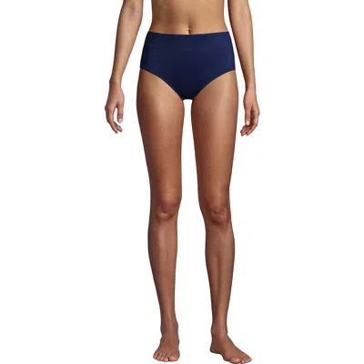 Lands' End Tummy Control High Waisted Bikini Bottoms In Deep Sea Navy