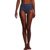 Lands' End Tummy Control High Waisted Bikini Bottoms In Deep Sea Polka Dot