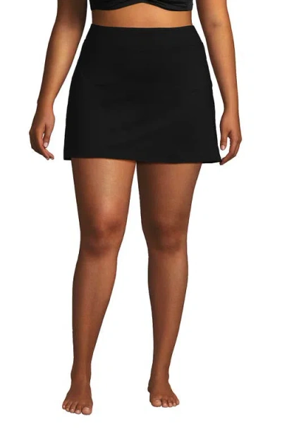 Lands' End Tummy Control Skirt Swim Bottoms In Black