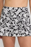 Lands' End Tummy Control Skirt Swim Bottoms In Black Havana Floral