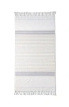 Lands' End Turkish Cotton Beach Towel In Ultimate Gray Stripe