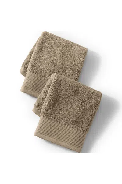 Lands' End Turkish Luxe 2-piece Washcloth Set In Brown