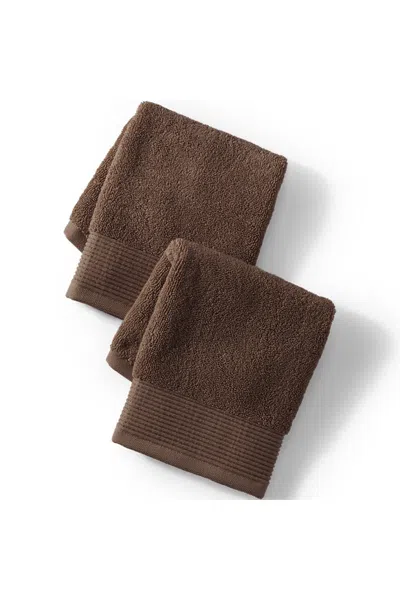 Lands' End Turkish Luxe 2-piece Washcloth Set In Brown
