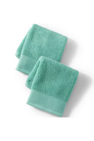 Lands' End Turkish Luxe 2-piece Washcloth Set In Green
