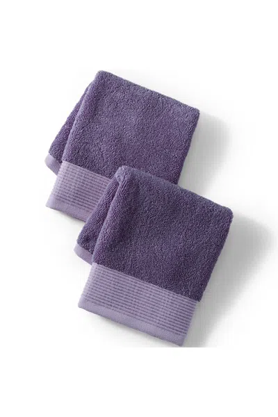 Lands' End Turkish Luxe 2-piece Washcloth Set In Purple