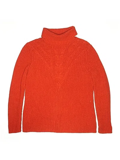 Pre-owned Lands' End Kids'  Turtleneck Sweater In Orange