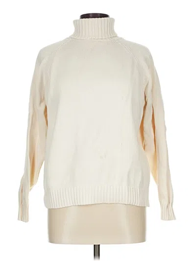 Pre-owned Lands' End Turtleneck Sweater In White