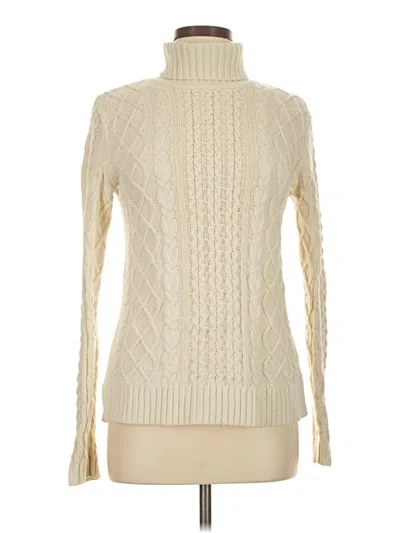 Pre-owned Lands' End Turtleneck Sweater In White