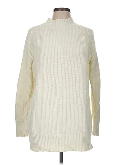 Pre-owned Lands' End Turtleneck Sweater In White