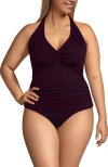 Lands' End Twist Halter Tankini Top In Black