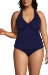 Lands' End Twist Halter Tankini Top In Black